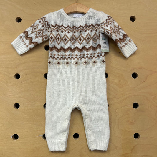 Cream & Brown Knit Romper