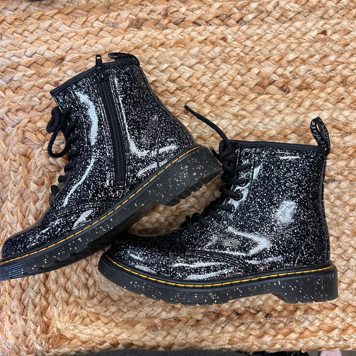 Black Glitter Boots