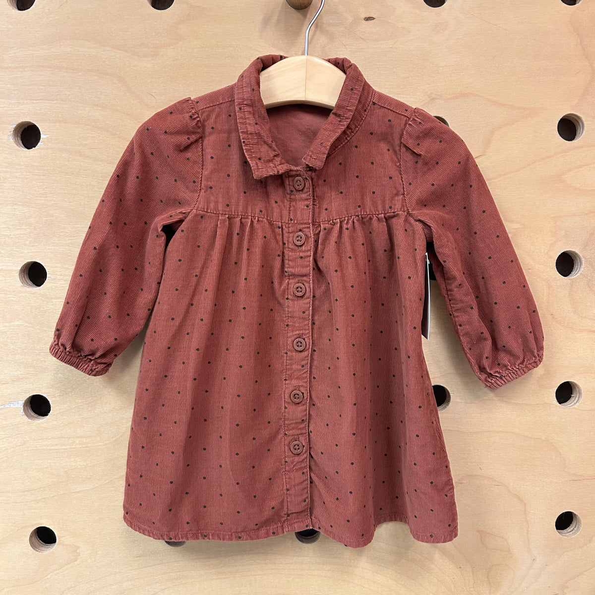 Brown + Black Polka Dots Cord Dress