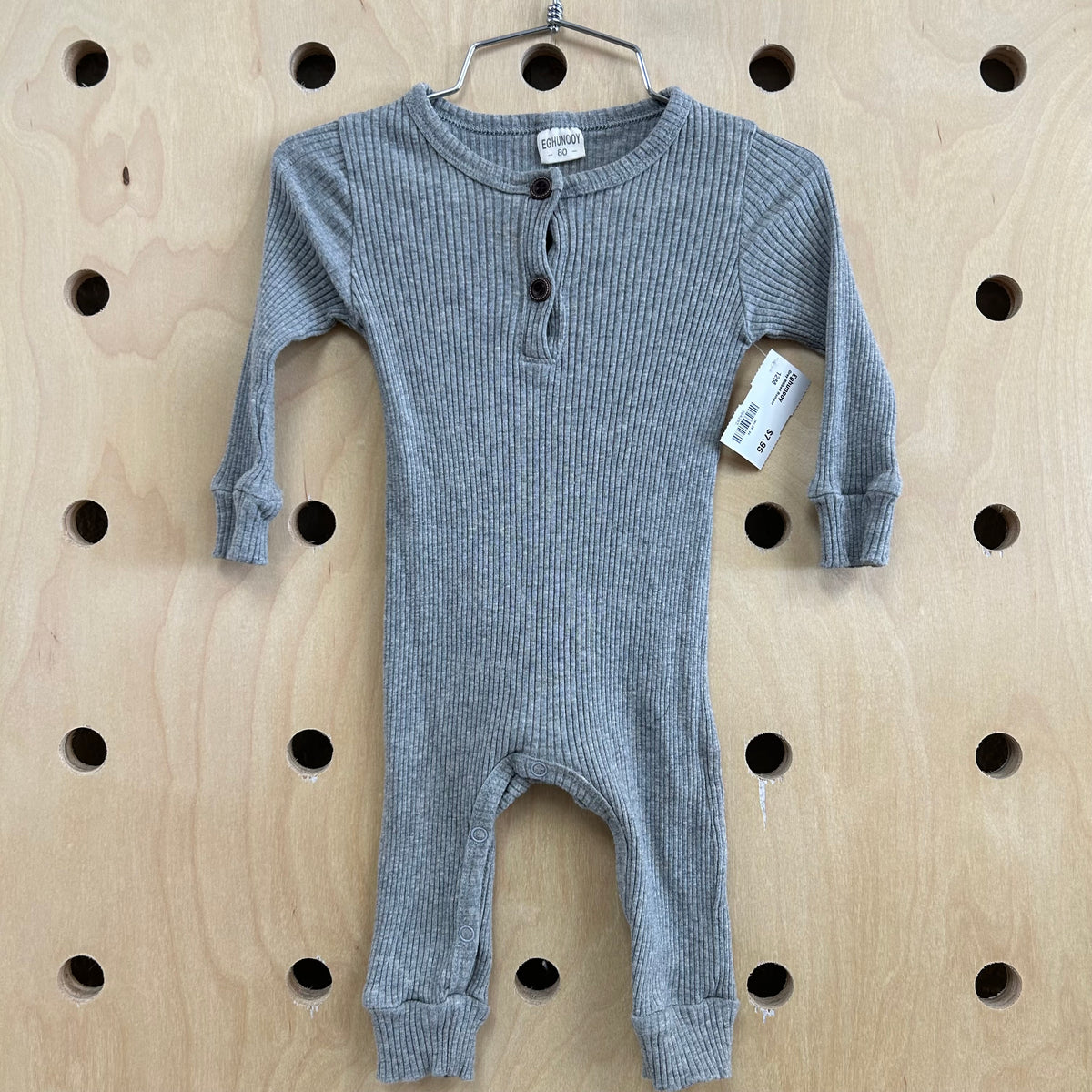 Grey Ribbed Romper