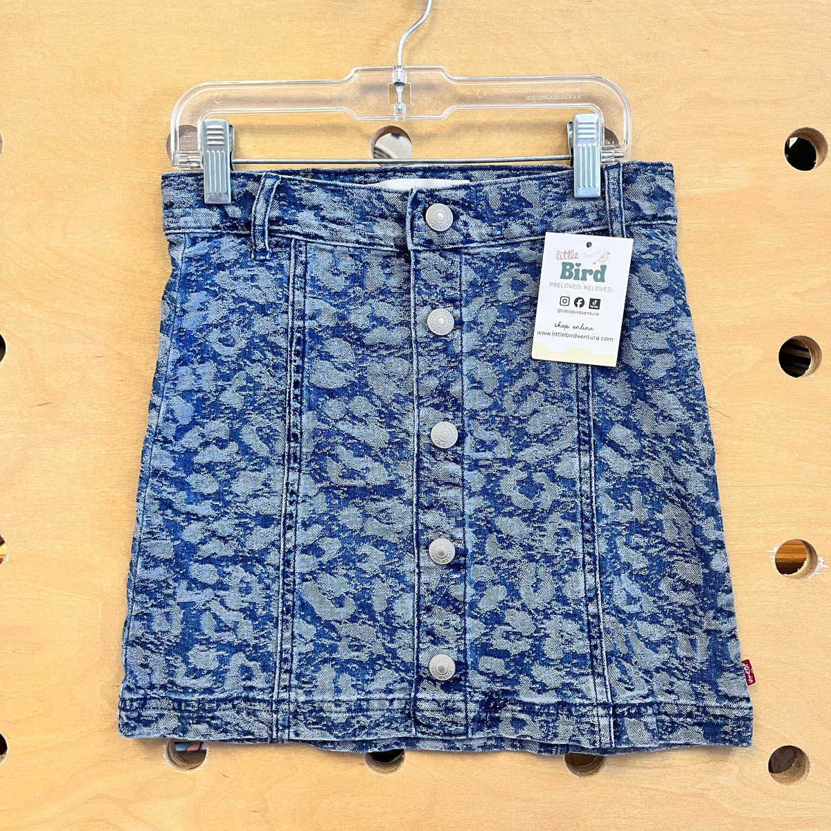 High Rise Cheetah Denim Skirt