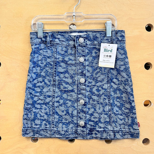High Rise Cheetah Denim Skirt
