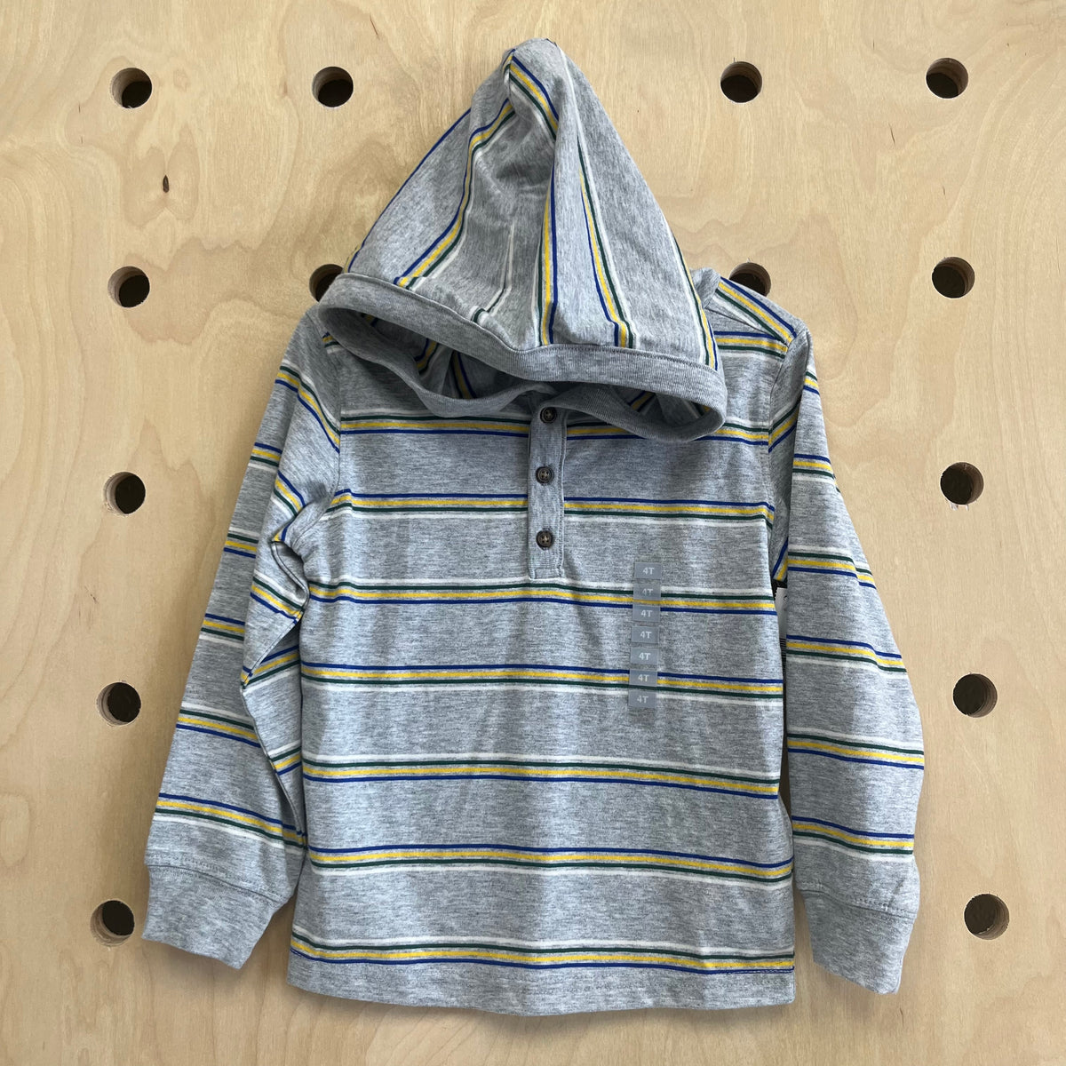 Grey & Yellow Striped Hoodie Tee NEW!