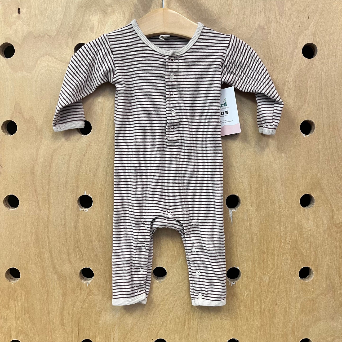 Brown Striped Ribbed Romper
