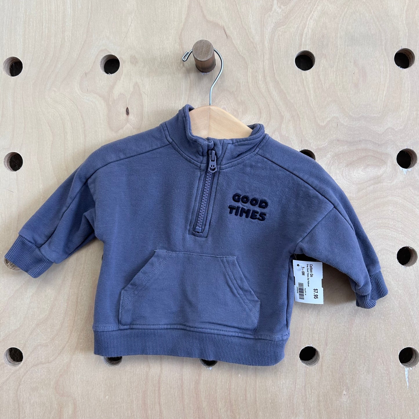 Grey Good Times Zip Pullover