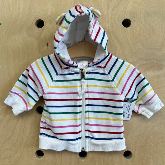 Rainbow Striped Ears Zip Hoodie