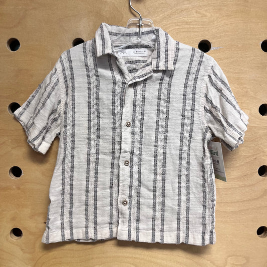 Black/Cream Striped Button Up