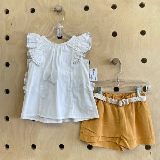 White + Mustard Outfit