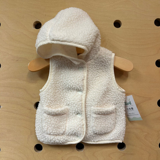 Cream Fleece Hooded Vest