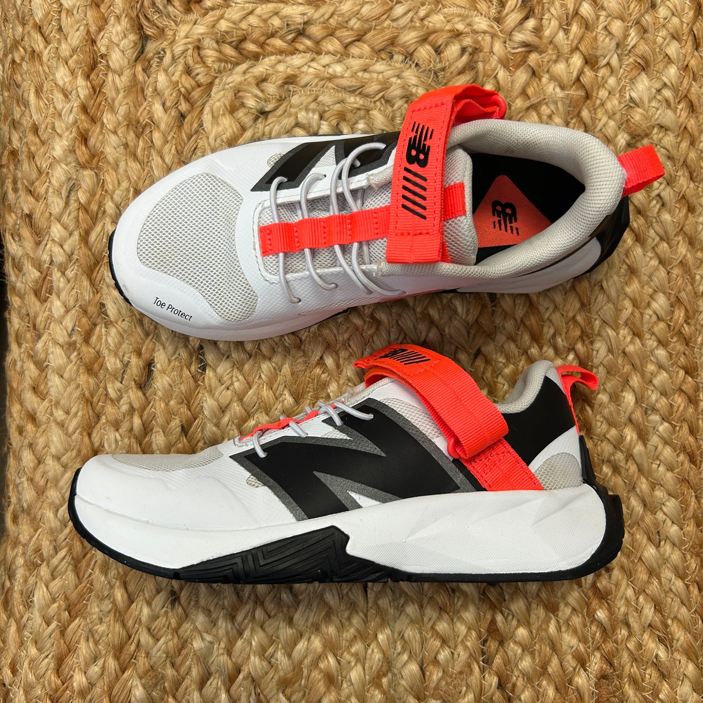 White & Red Velcro Mesh Sneakers