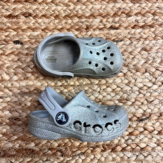 Silver Glittery Perforated Clogs