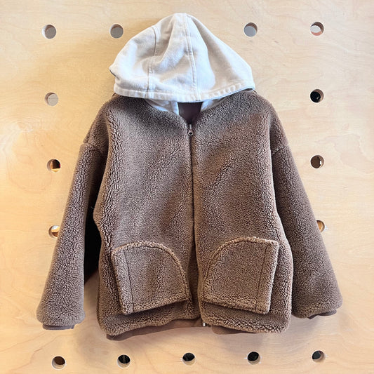 Brown/Tan Hooded Teddy Jacket