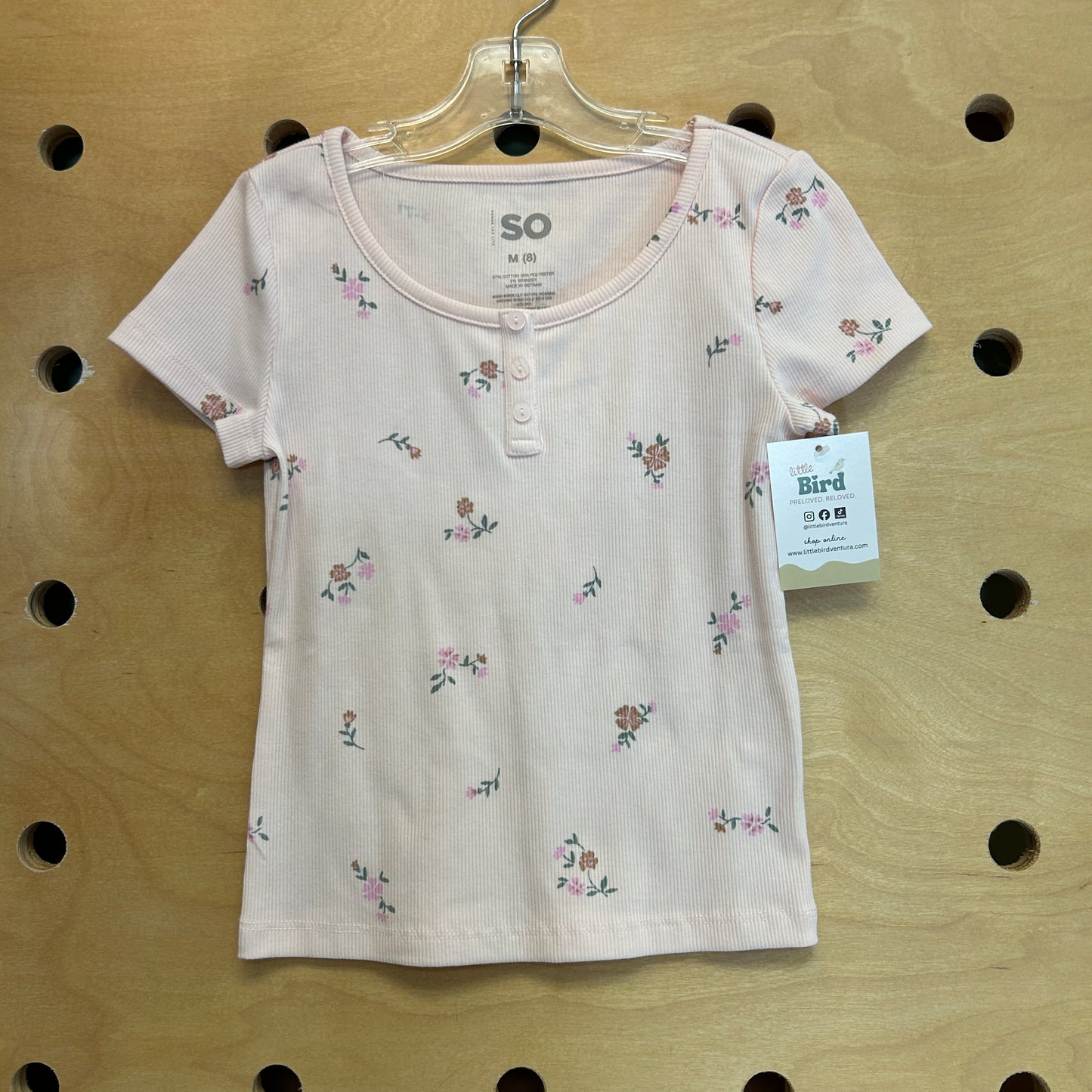 Pink Ribbed Floral tee