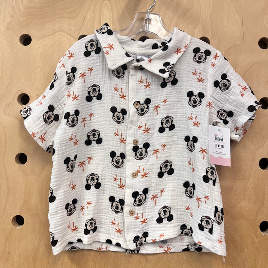 Cream Mickey Gauze Button Up