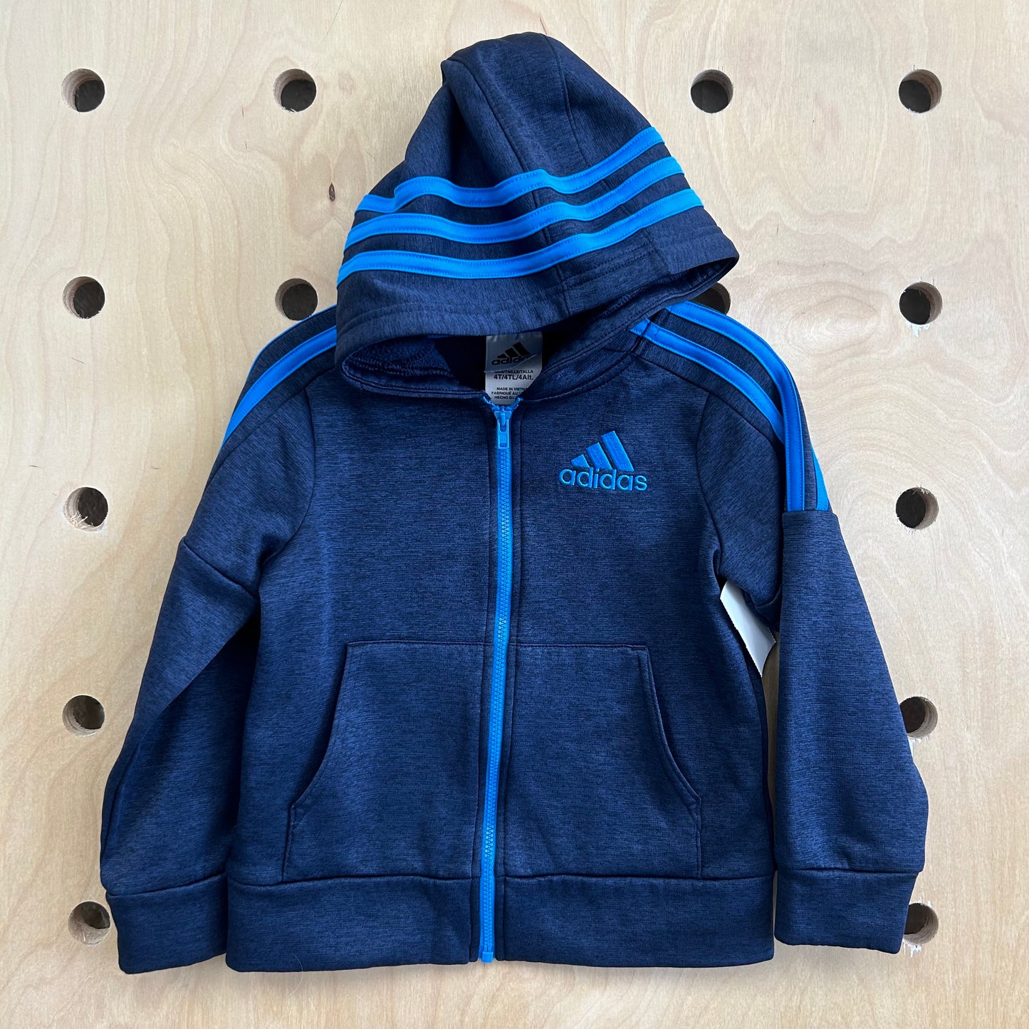 Blue Arm Stripe Zip Hoodie