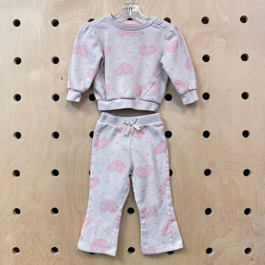 Beige & Pink Hearts Fleece Outfit