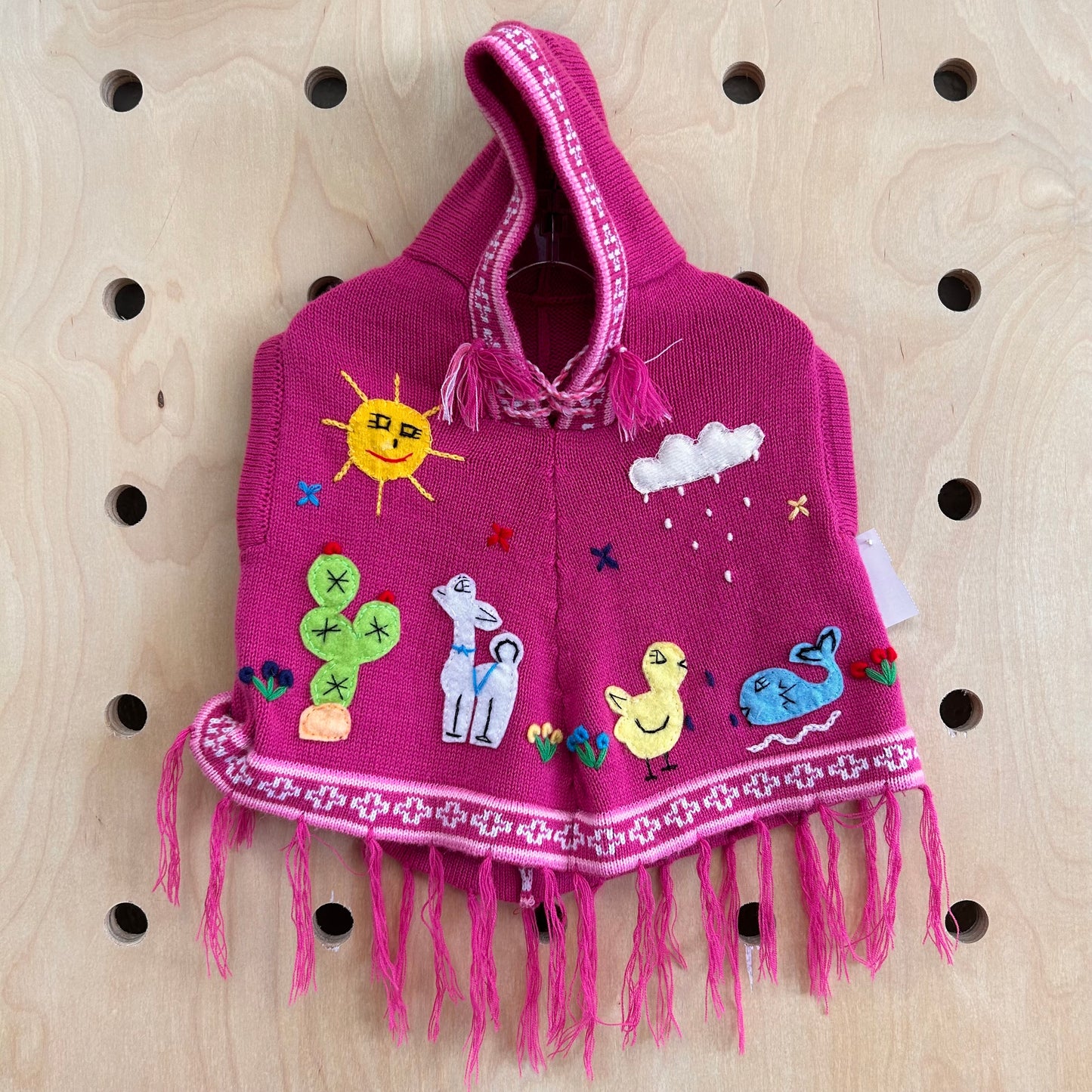 Pink Peruvian Hoodie Poncho