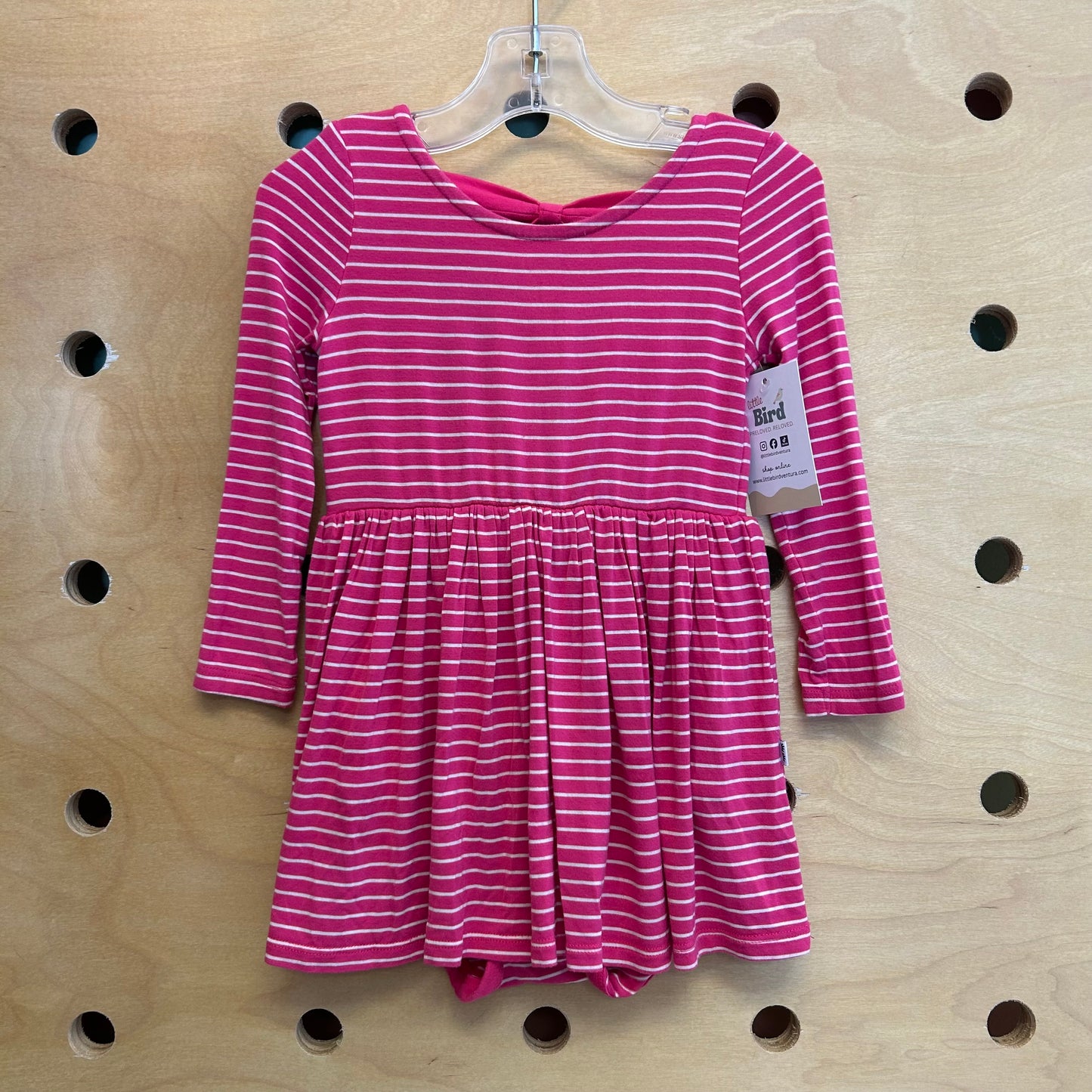 Pink Striped Bamboo Bodysuit Dress