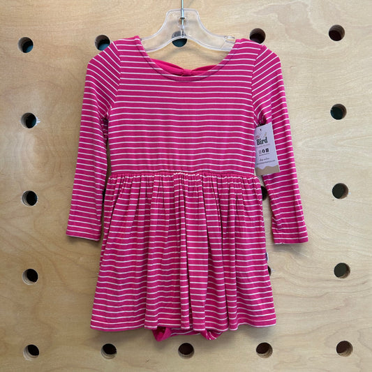 Pink Striped Bamboo Bodysuit Dress