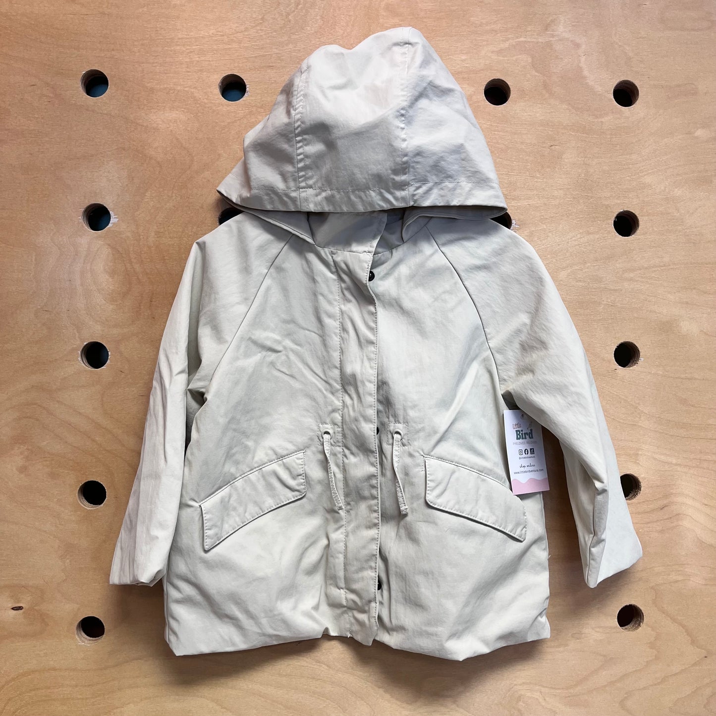 Cream Hooded Windbreaker