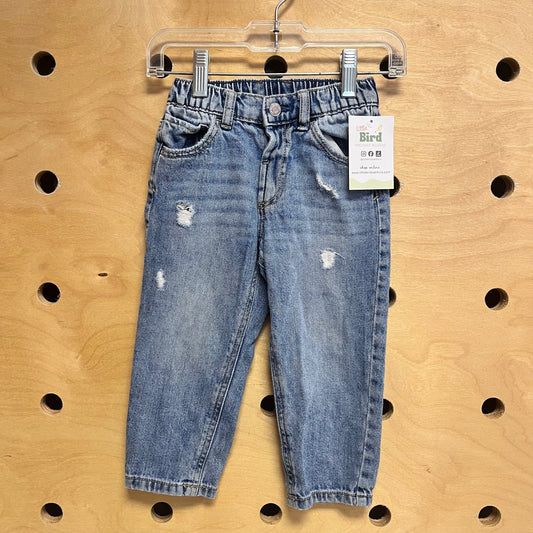 Distressed Straight Leg Denim Pants