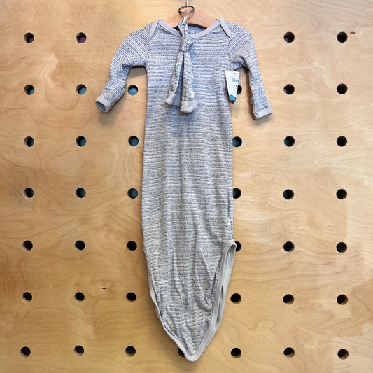 Organic Grey Printed Gown & Hat