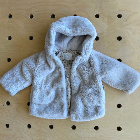 Cream Floral Lined Fuzzy Jacket
