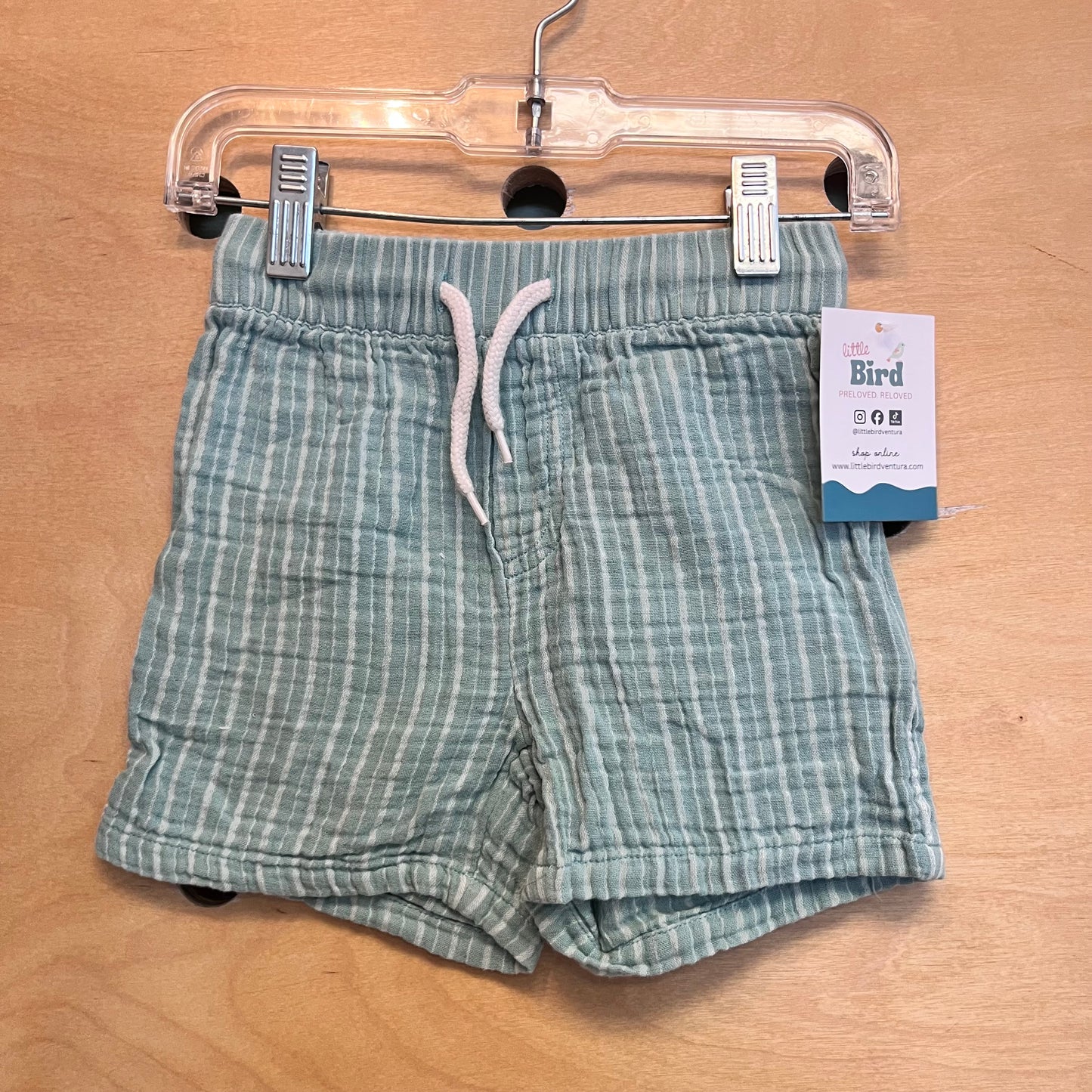 Blue/White Gauze Drawstring Shorts