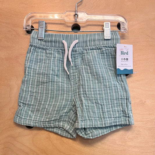 Blue/White Gauze Drawstring Shorts