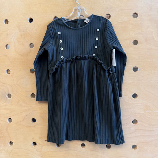 Muted Black Wide Ribbed Organic Dress