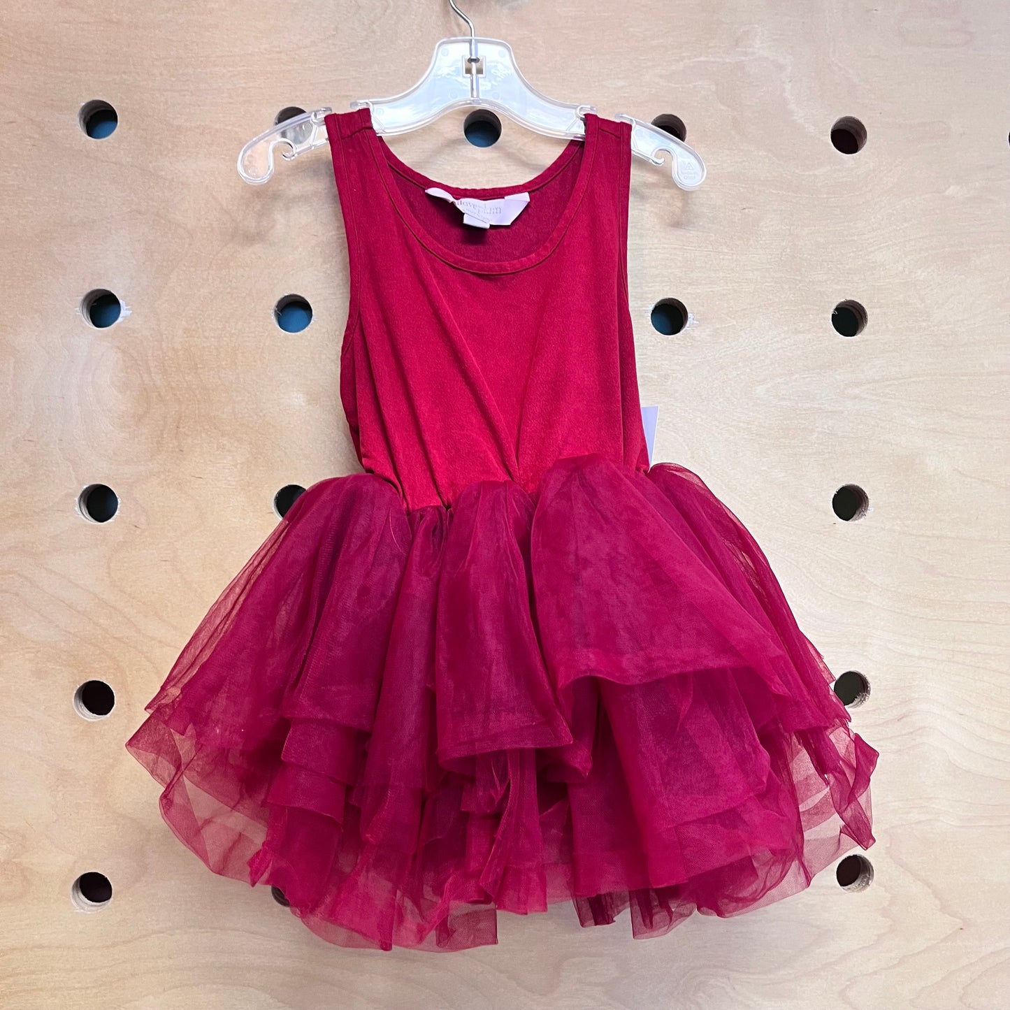 Red Velour/Burgundy Tulle Bodysuit Dress