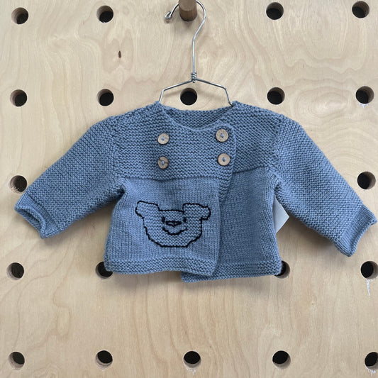 Blue Knit Bear Sweater