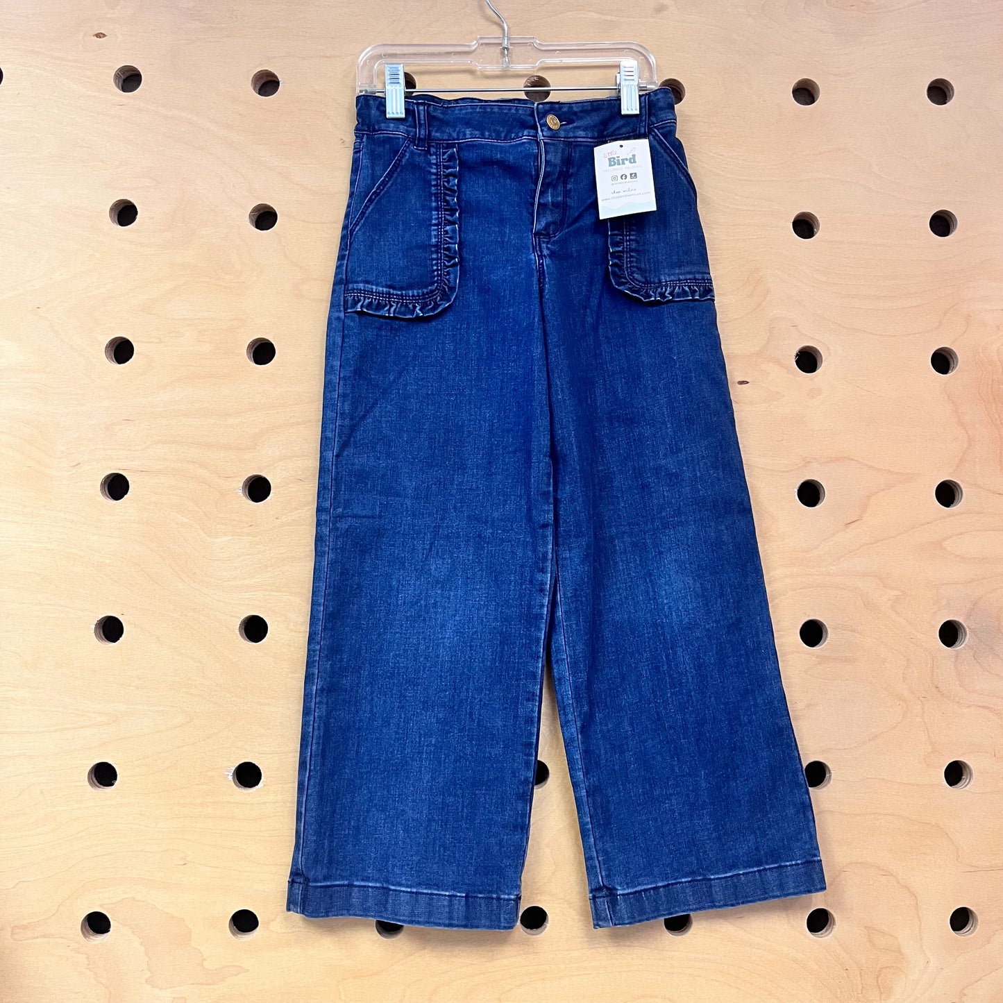 Wide Leg Ruffle Pocket Denim