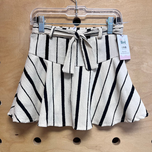 Cream & Black Striped Skirt