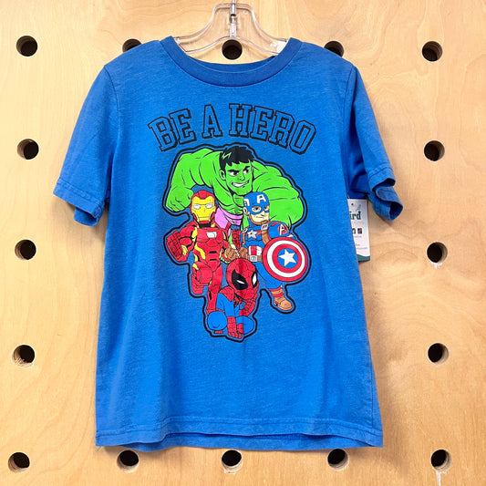 Blue Be A Hero Tee