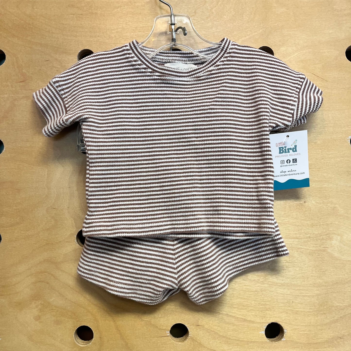 Brown Striped Ribbed Outfit