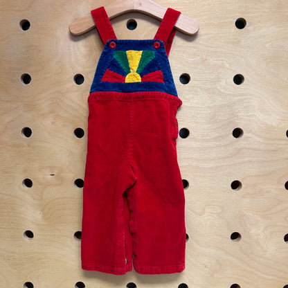 Red Colorful Sun Overalls *FLAW