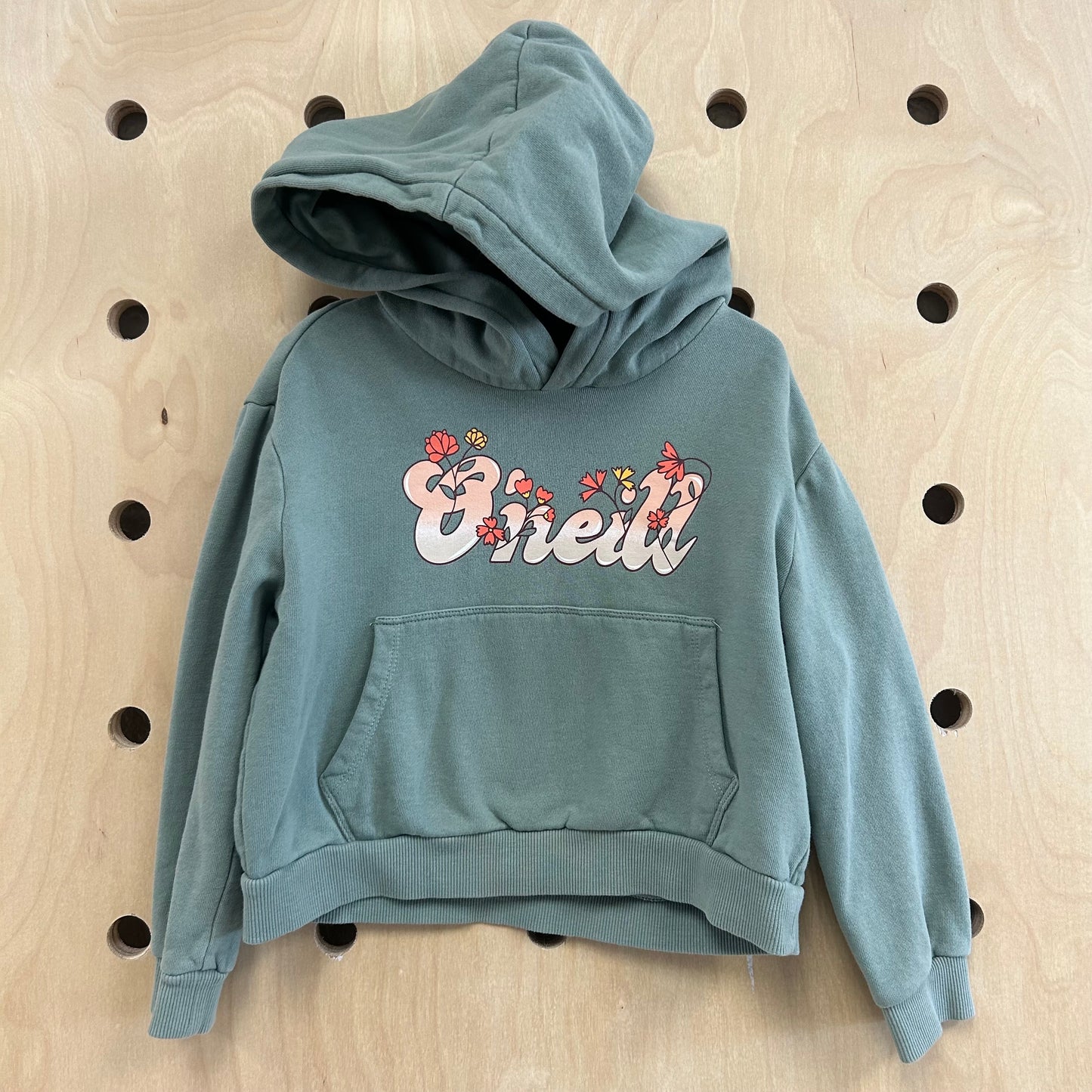 Sage Floral Crop Logo Hoodie