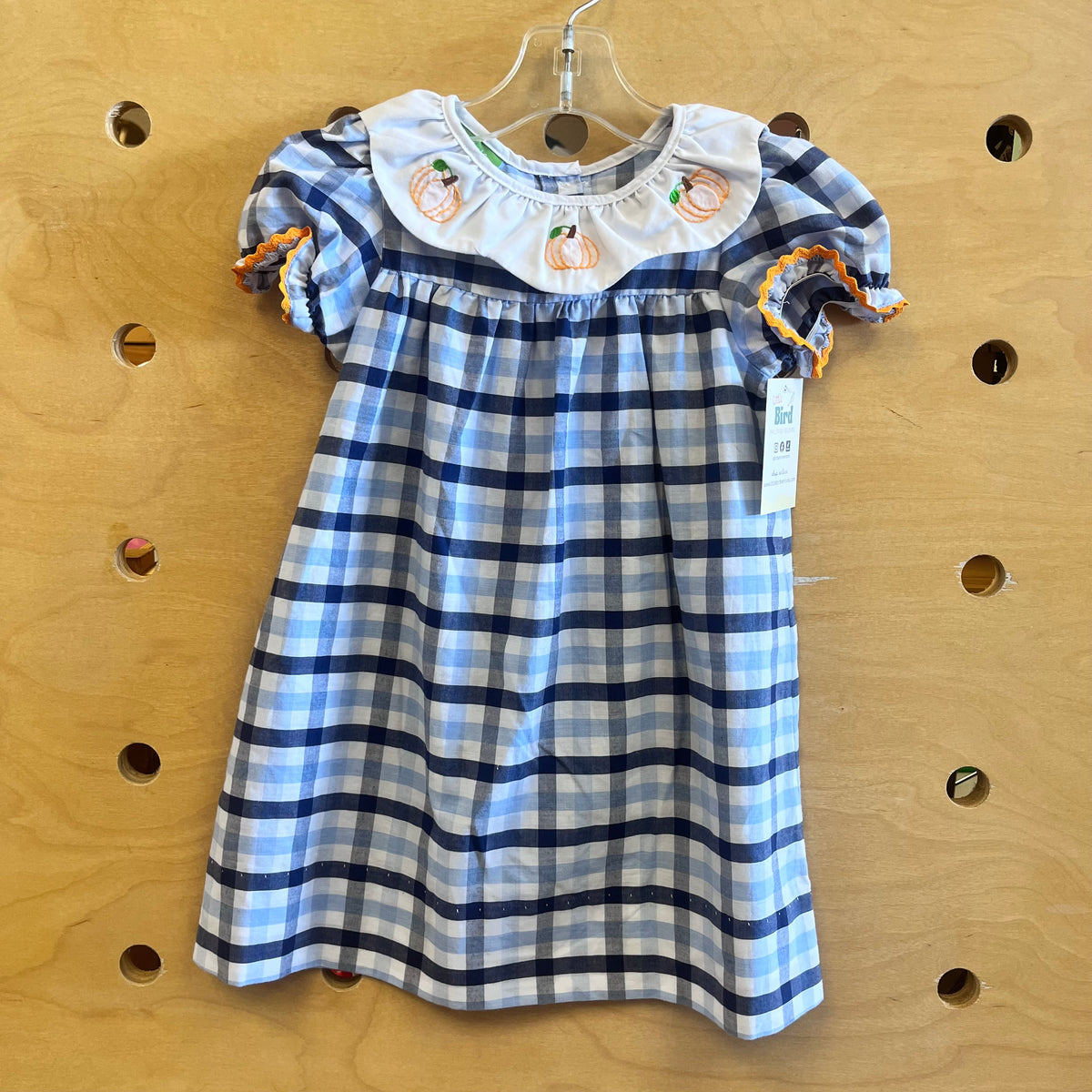 Blue Plaid Embroider Pumpkins Dress