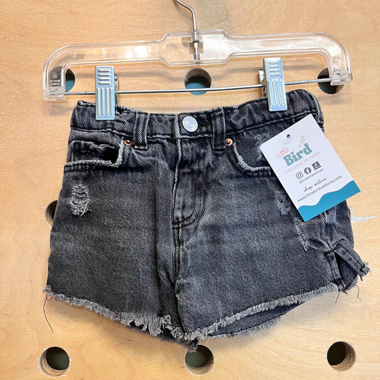 Distressed Grey Pull On Denim Shorts