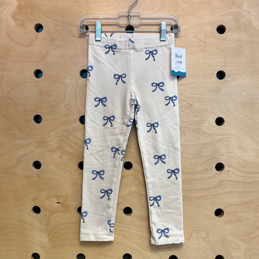 Cream/Blue Bow Lined Leggings
