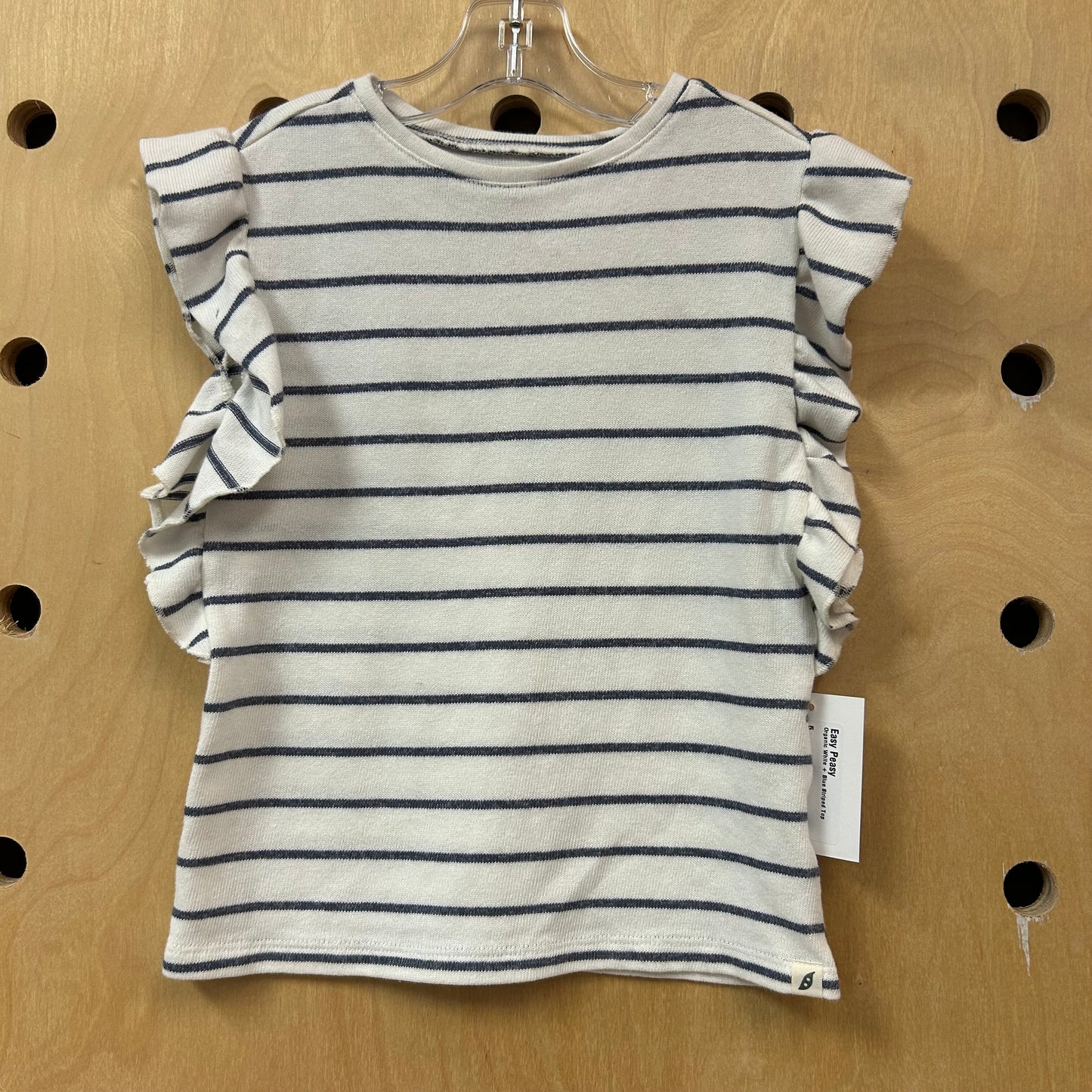 Organic White + Blue Striped Top