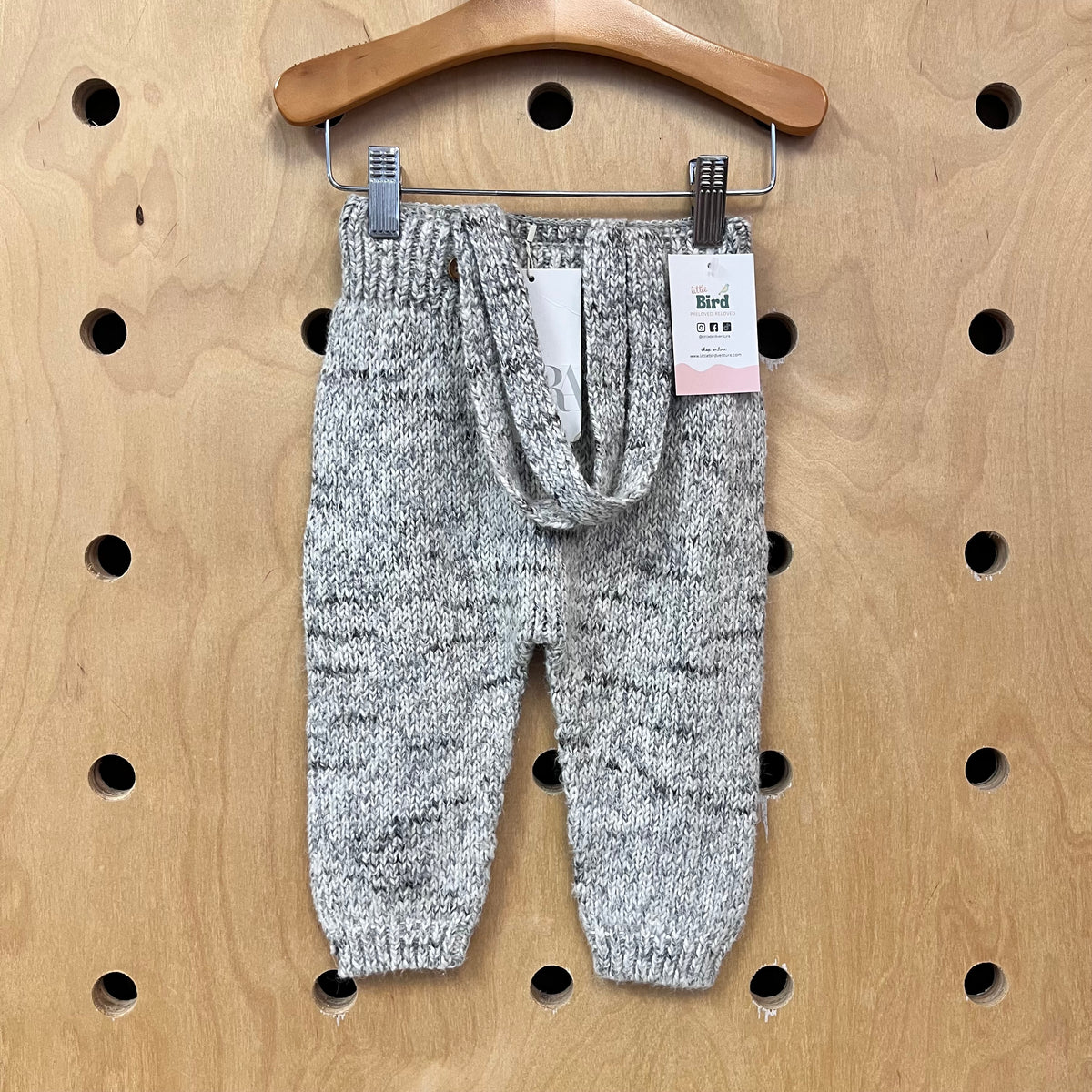 Marbled Grey Knit Suspender Pants NEW!