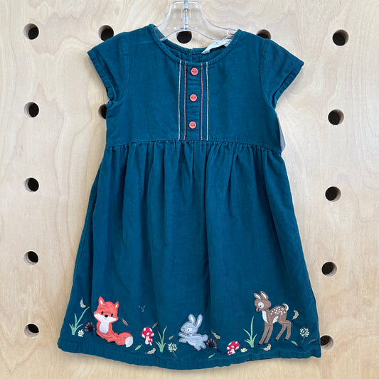 Teal Cord Woodland Dress