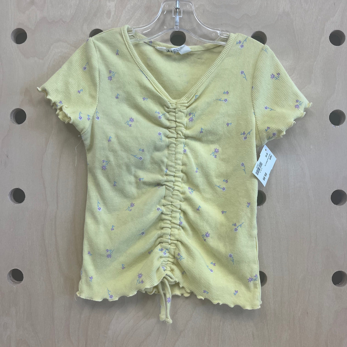 Yellow Floral Ribbed Top