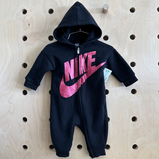 Black & Pink Glitter Hooded Romper