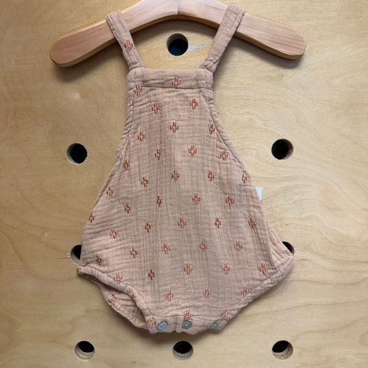 Tan Embroidered Tie-Back Gauze Romper