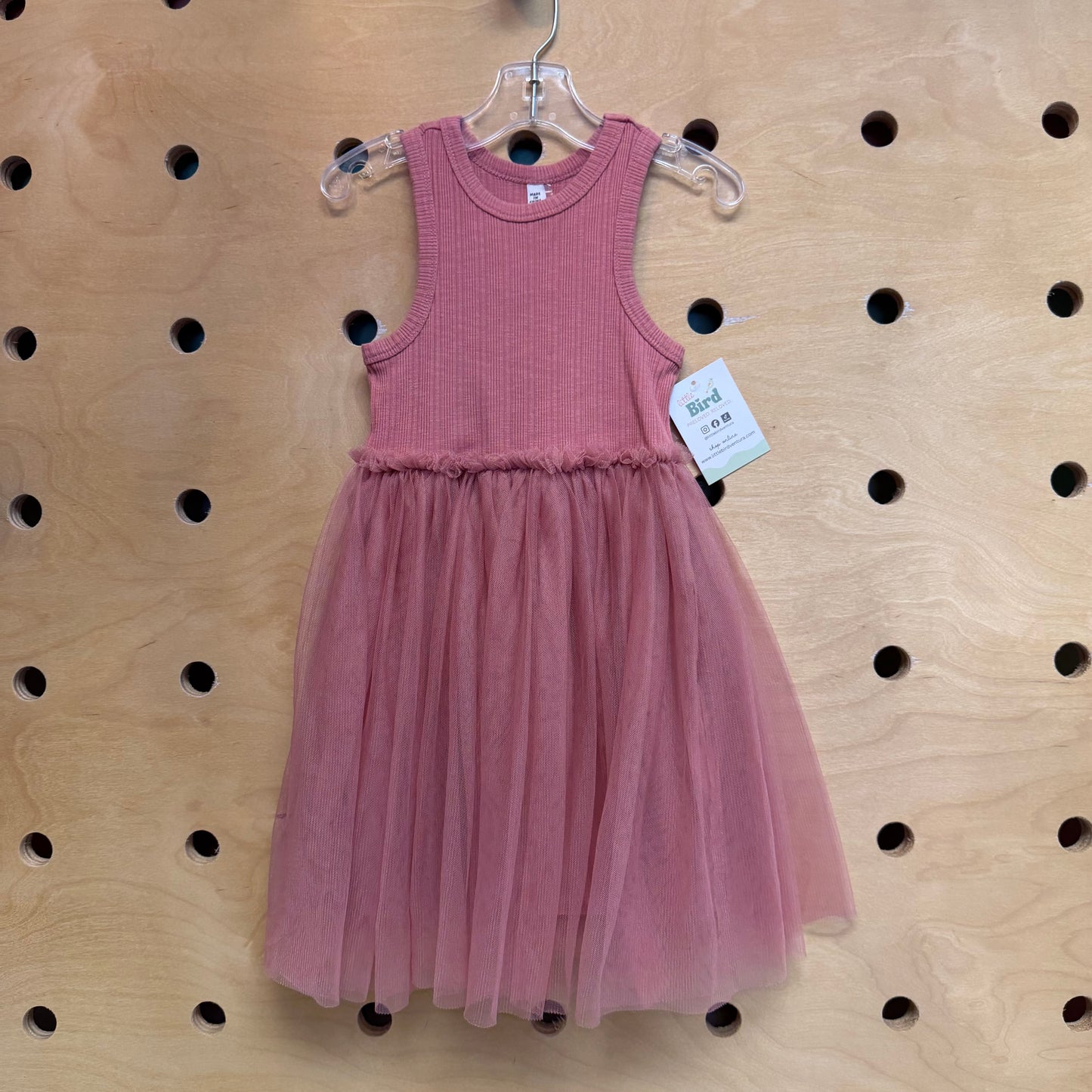 Blush Pink Ribbed Tulle Dress
