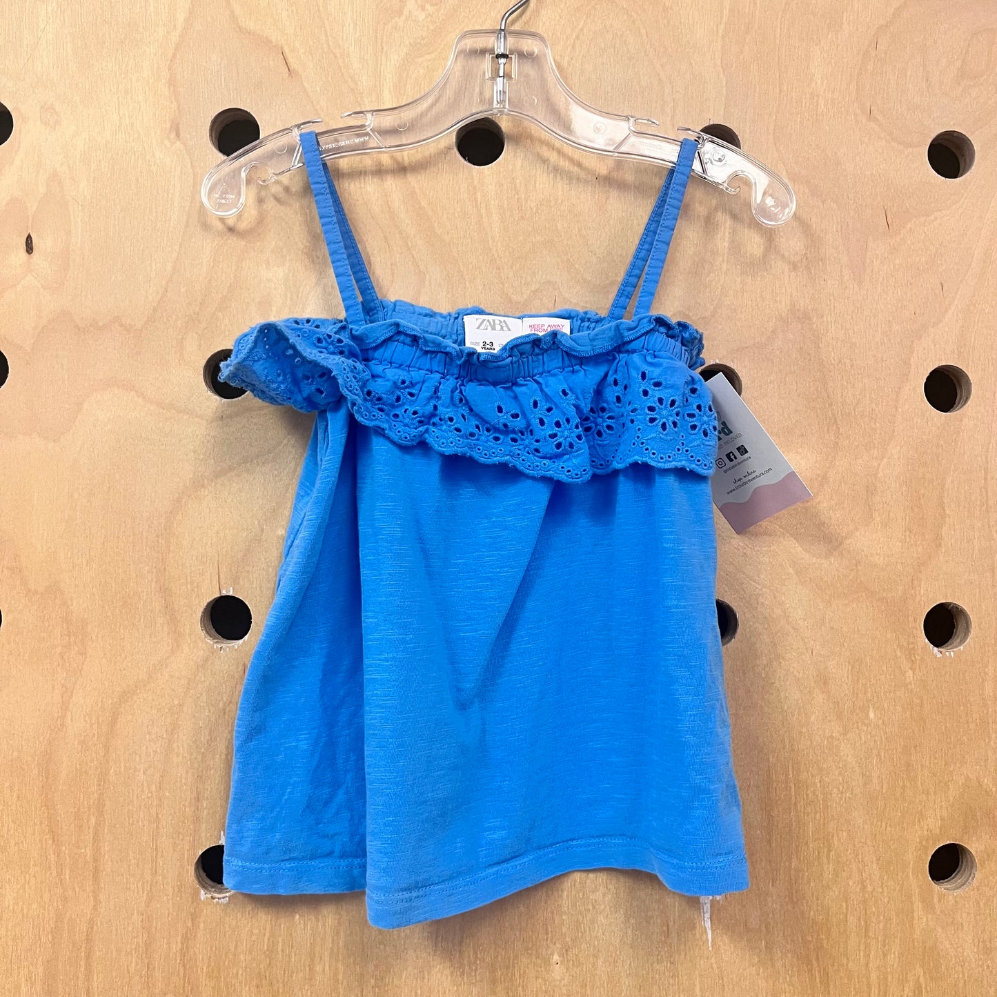 Blue Eyelet Tank