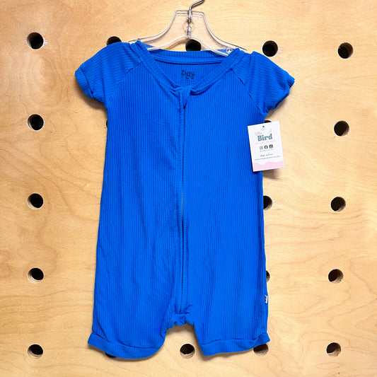 Blue Ribbed Shortie Bamboo Zippy